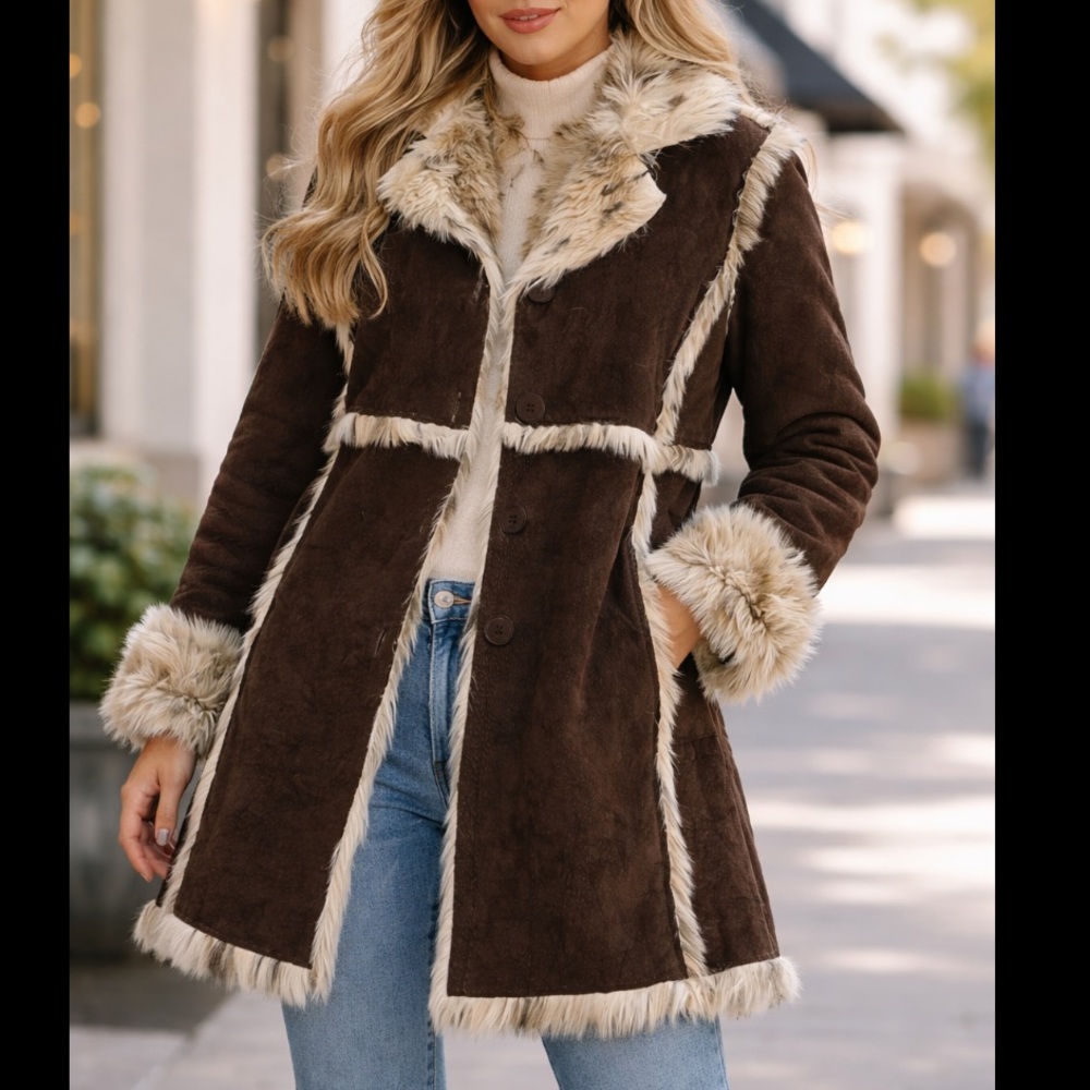 EUC • True Grit • Faux Fur Coat •